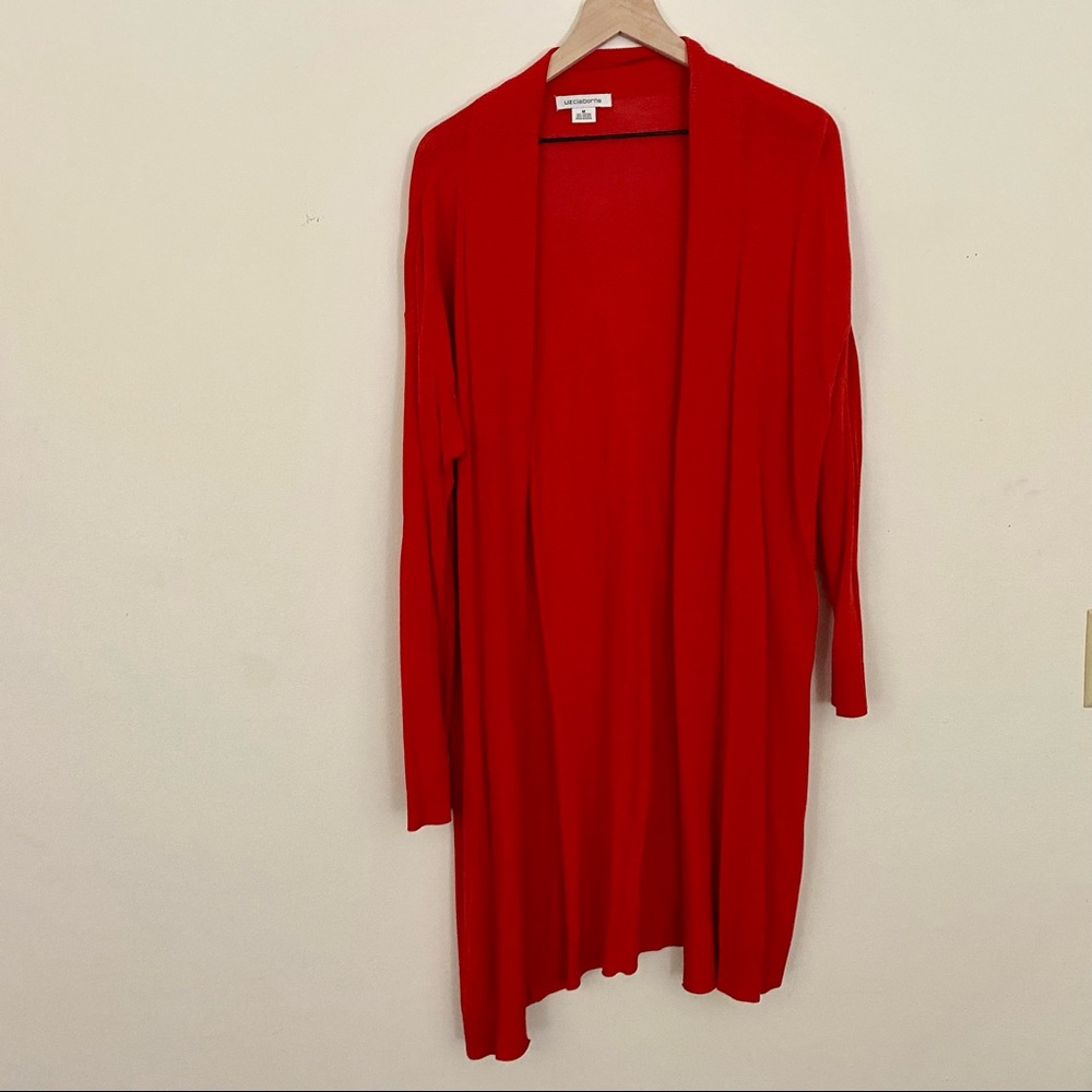 Long Red Liz Claiborne Cardigan